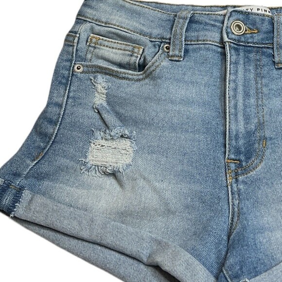 CELEBRITY PINK THE ICONIC DISTRESSED CUFFED DEMIN SHORTS SIZE 1/25 - Picture 5 of 12